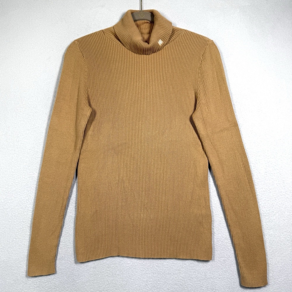 Lauren Ralph Lauren Sweater Womens Small Ribbed Turtleneck LRL Logo Embroidered
